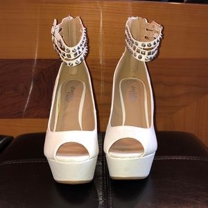 COPY - CHARLOTTE RUSSE white studded wedges